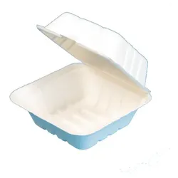 200 Bio Hamburgerboxen Bagasse/Zuckerrohr 162x152x80mm weiß