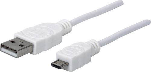 Manhattan USB-Kabel USB 2.0 USB-A Stecker, USB-Micro-B Stecker 1.80 m Weiß UL-zertifiziert 324069