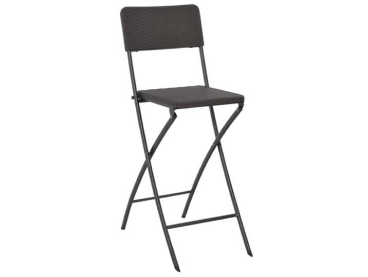 MNCVXAXG Faltbare Barhocker 2 Stück HDPE Stahl Braun Rattan Rattan-Design, Stahlrahmen, robustes HDPE, für den Außenbereich, zusammenklappbar, bereits montiert, 110 kg