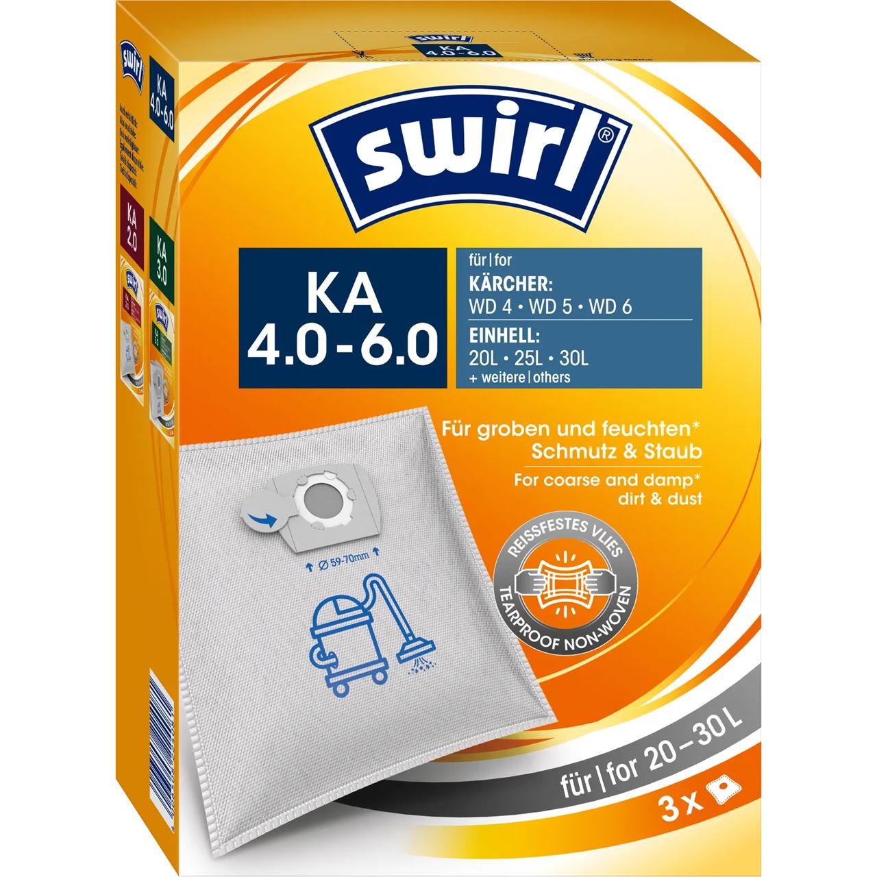 swirl 3 Reißfestes Vlies - für groben und feuchten Schmutz KÄ 4-6 Staubsaugerbeutel