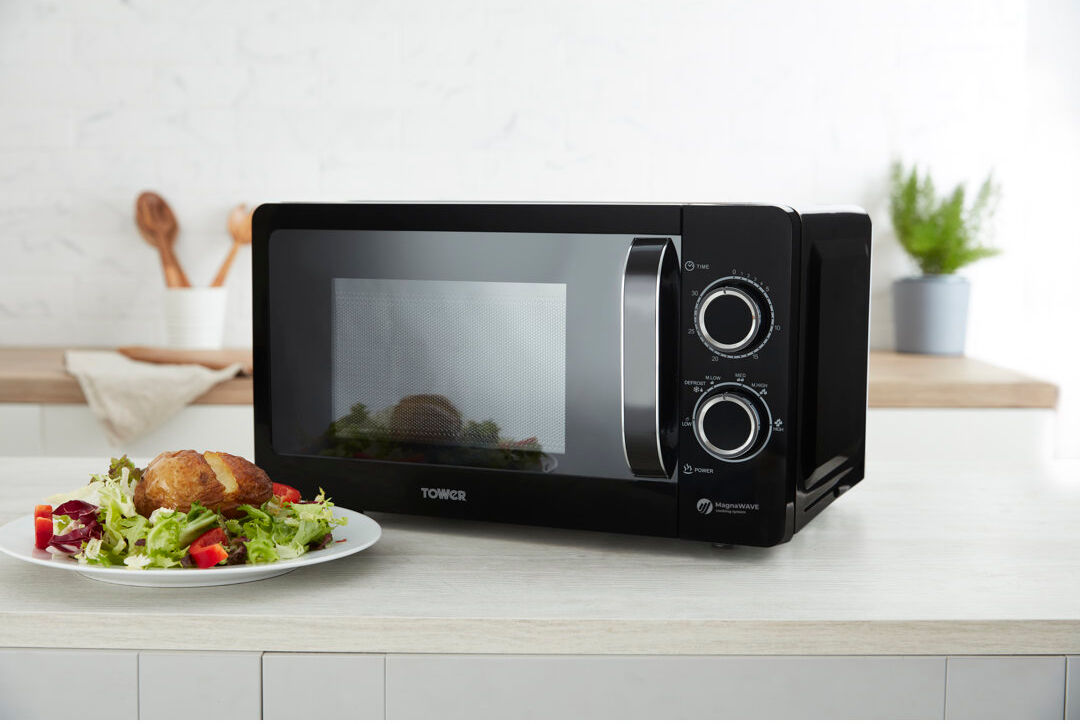 Tower 20L 800W Manual Microwave Black 25.5cm H X 45.1cm W X 34.4cm D
