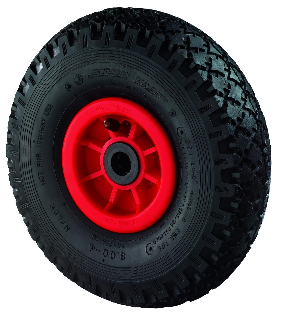 Bs Rollen Luftrad wiel - 260 mm, draagvermogen 100 kg, reservewiel met noppentransportband en rollagers