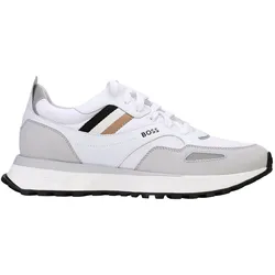 BOSS Herren Sneaker - Jonah Runn mx N, Turnschuh, Freizeit, Retro, Material-Mix Weiß / EUR 42