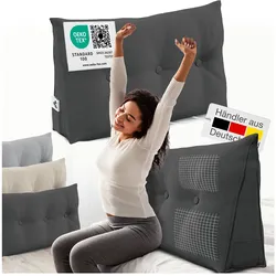 ELONEO Rückenkissen Bett- und Rückenstützkissen >Anthrazit< 100cm