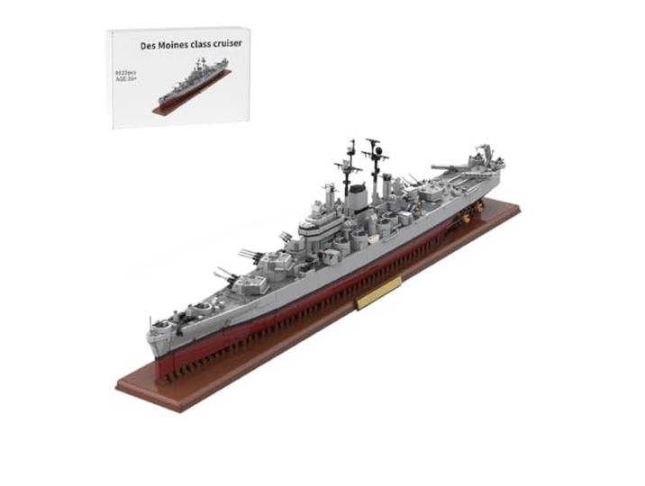 ToysWeltX Kriegsschiff-Kreuzer-Bausatz (8622 Teile), Detailliertes Überwasserschiff Mit Langem Rumpfdesign Und Präsentationssockel