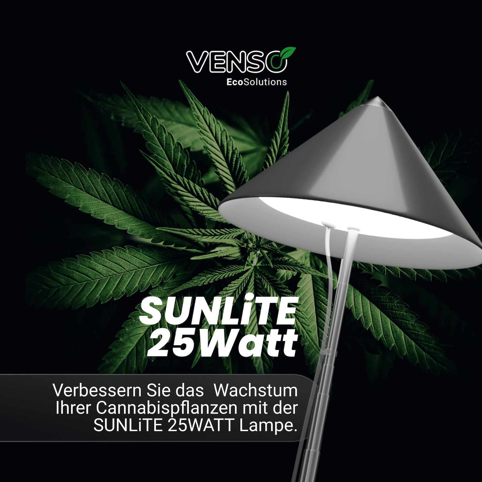 Parus by Venso SUNLiTE XL LED Vollspektrum Pflanzenlampe Weiß 25W Indoor Plants Pflanzen Beleuchtung , mit ausziehbarem Teleskopstab , Parus Pflanzenlampe für große und kleine Zimmerpflanzen