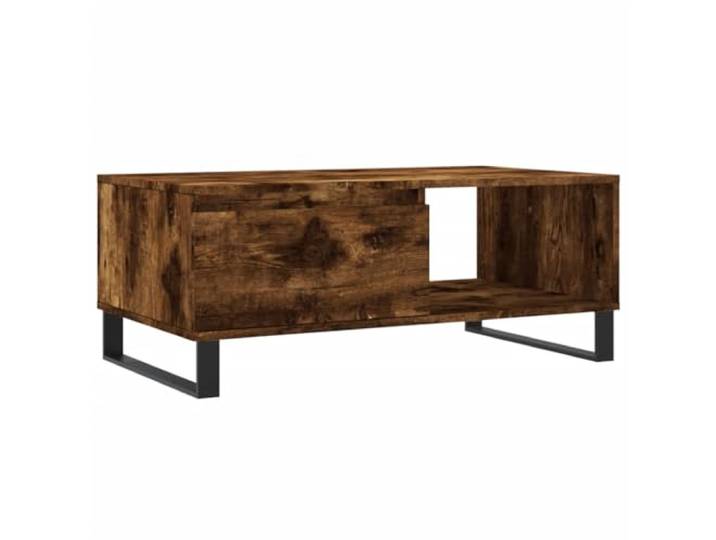 Couchtisch, Holz, 90 x 50 x 36,5 cm, mit Schublade und Füßen aus Metall
