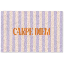FUSSMATTE Lila – Orange – Streifen – Carpe Diem 120x80 cm