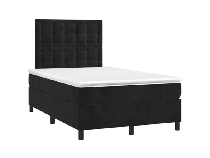 PUGYNBK Boxspringbett aus schwarzem Samt, 120 x 190 cm Verstellbares Kopfteil, Taschenfederkernmatratze, mittelharte Unterstützung, weicher Schutz