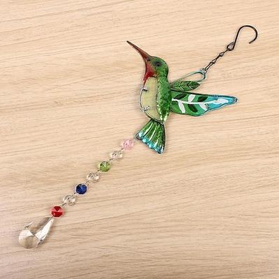 1pc Kolibri gemaltes Windspiel Outdoor-Handwerk leuchtet in der Nacht hängende Verzierung für Fenster Balkon Gartendekoration