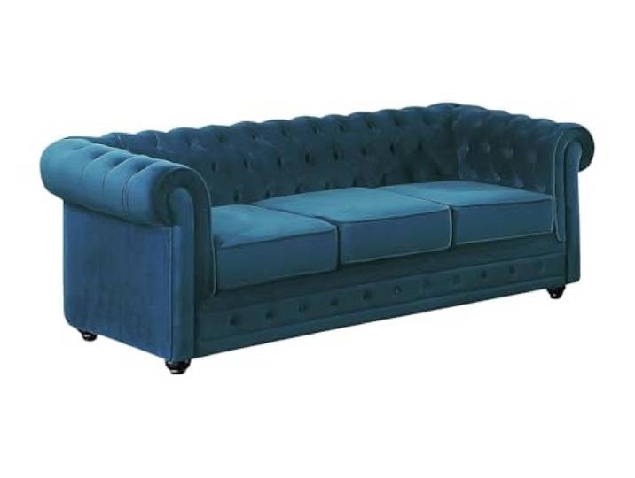 Vente-unique - 3-Sitzer-Sofa, Chesterfield, Velours, Blau