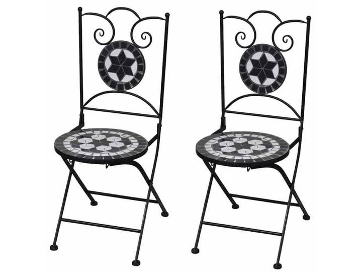 2 chaises mosaïques de bistro noir/blanc Ensemble chaises de jardin 41533
