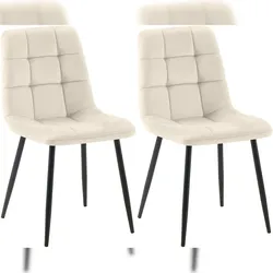 Proregal CHEFGASTRO 2er Set Esszimmerstuhl IOWA Samt HxBxT 84x45x55cm Creme Küchenstuhl