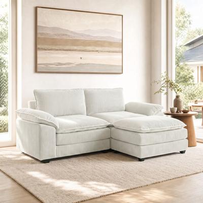 Uixe Modern Corduroy Modular Lounge Sofa With Ottoman