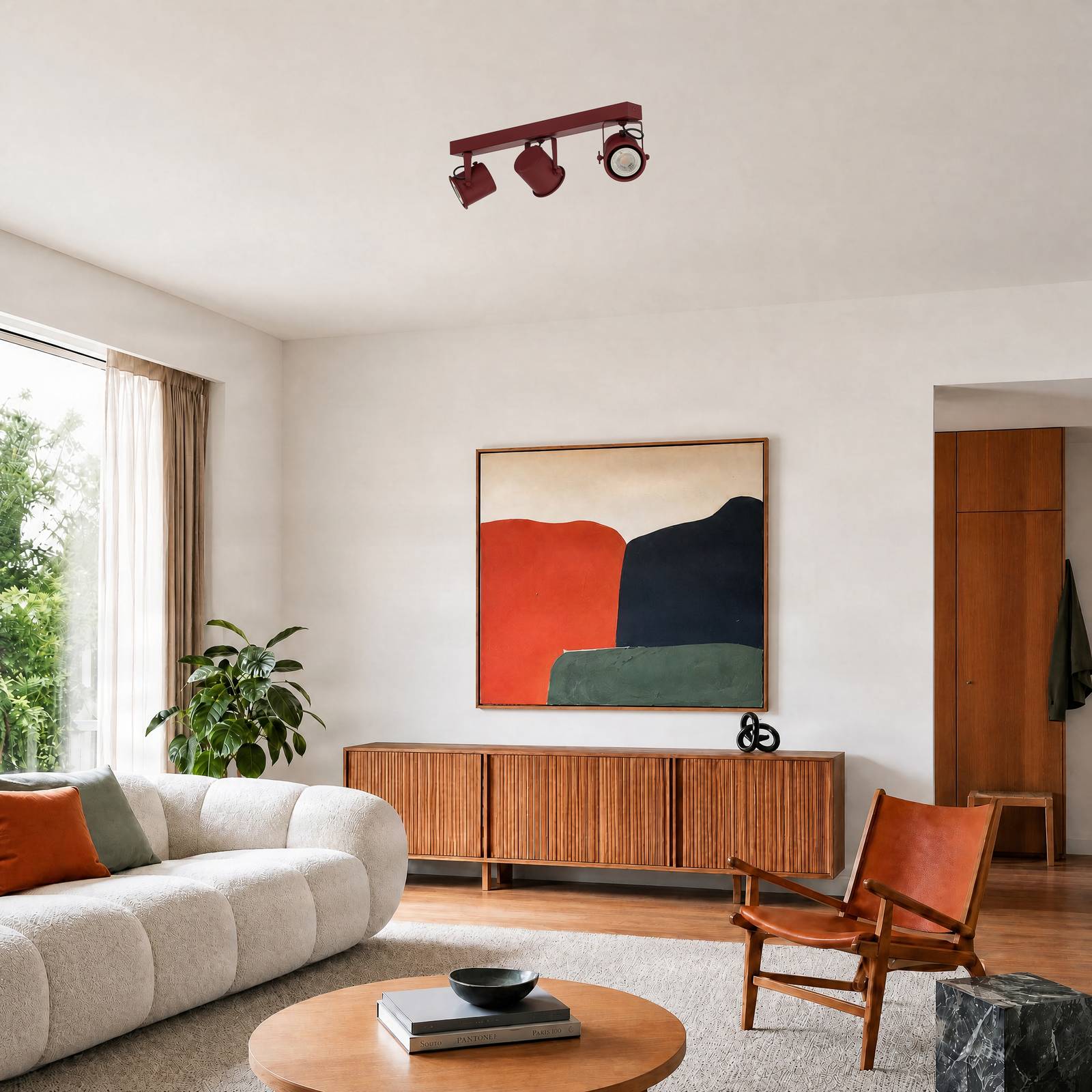 Deckenspot Canico, dreiflammig, rot Canico Argon, dimmbar, rot, für Wohn- / Esszimmer, Metall, Modern, Strahler