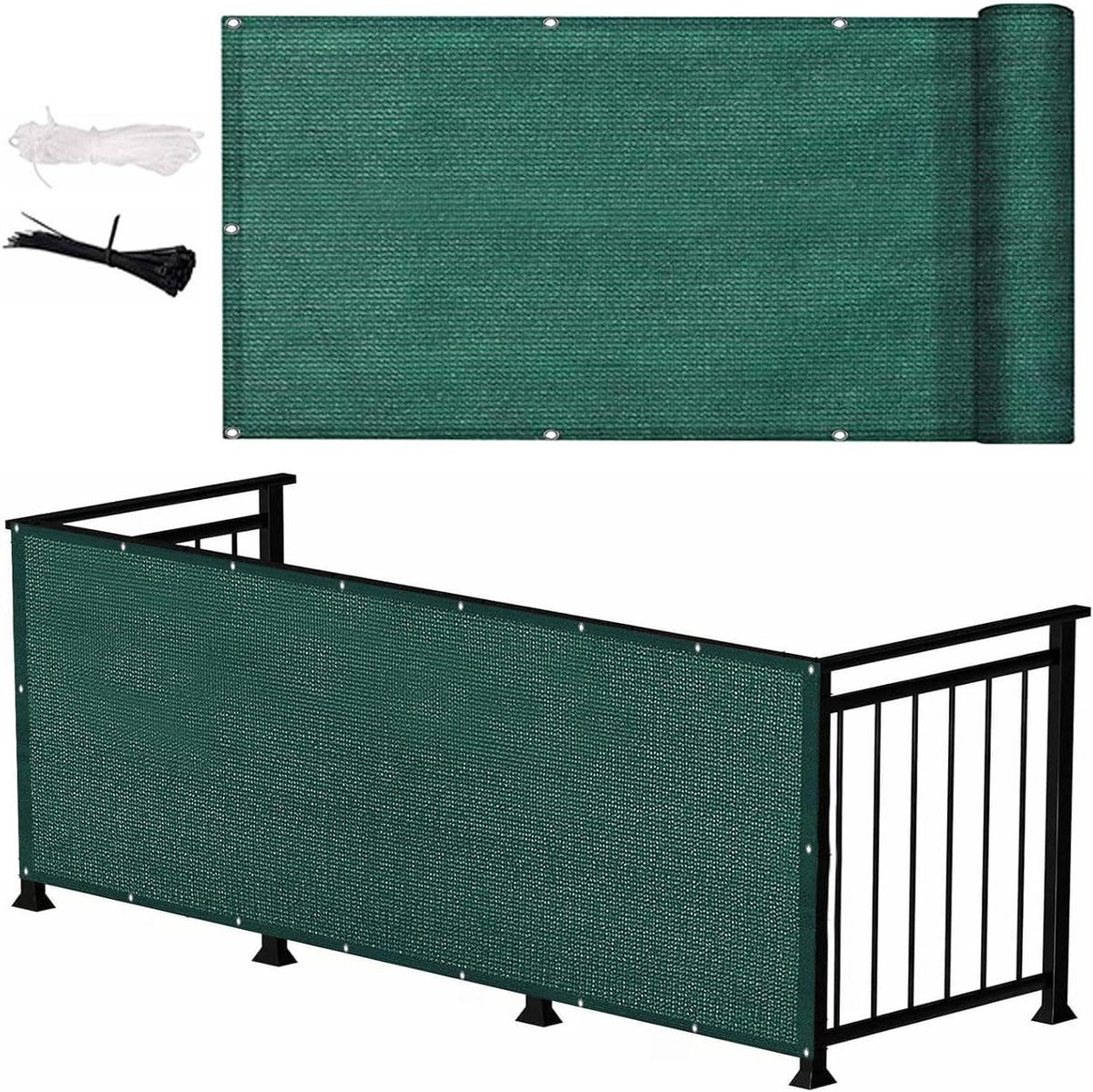 Donkergroen Balkonscherm Windscherm Privacydoek - 90 x 600 cm