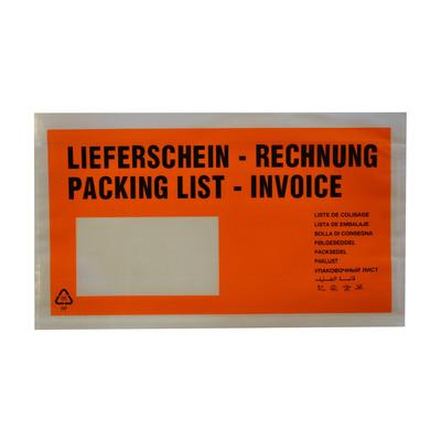 VEPATIM 1000x Dokumententaschen *Lieferschein/Rechnung* DIN Lang 235x130mm orange