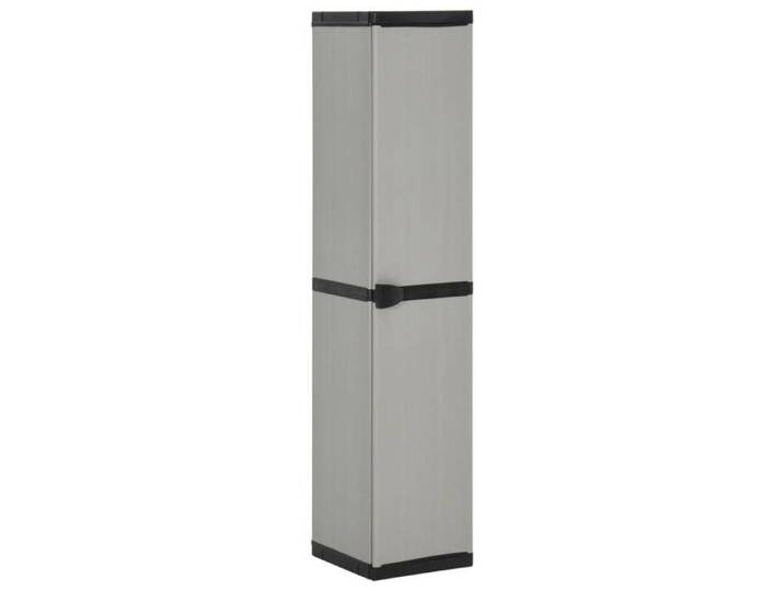 Armoire de rangement de jardin - - 3 étagères - Gris/Noir - 34x40x168 cm - PVC et PP - Compacte