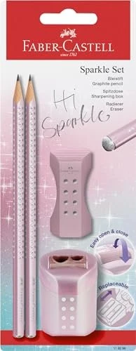 FABER-CASTELL Grip Sparkle Bleistift-Set B rose metallic, 1 Set