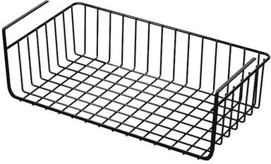 Uplifted Finds Under Cabinet Hanging Wire Storage Basket Premium Iron Space Saving Mesh Organizer 1 Pc Black