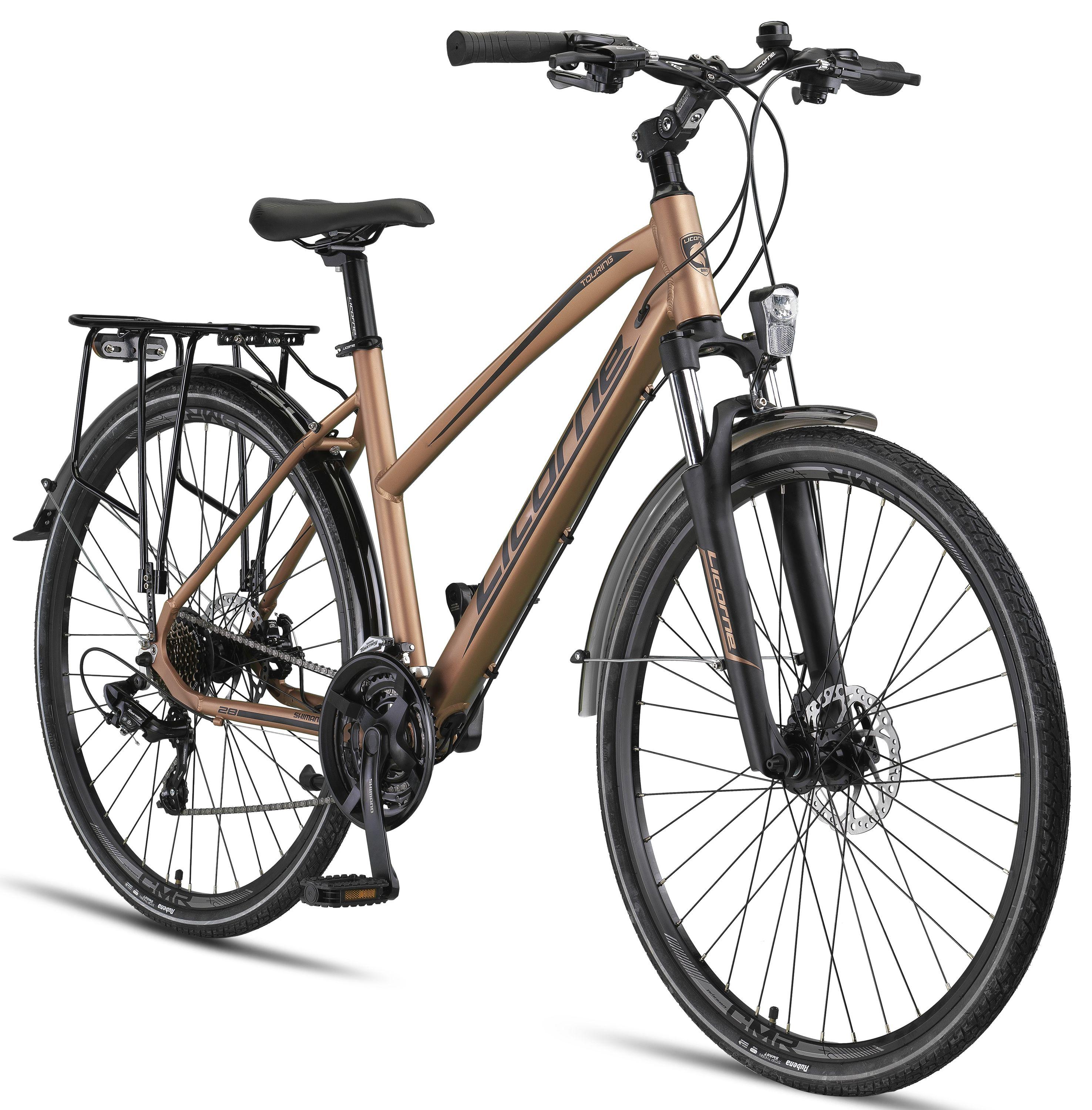 Licorne Bike Premium Touring Trekking Bike in 28 Zoll - Fahrrad für Jungen, Mädchen, Damen und Herren - 21 Gang-Schaltung - Mountainbike - Crossbike