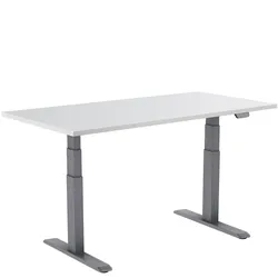 KIMEX - Motorisierter Sitz-Steh-Schreibtisch 120x75cm, Weiße Tischplatte/Graue Beine