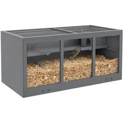 PawHut Hamsterkäfig Nagerkäfig Kleintierstall aus Holz Mäusekäfig Dreistöckig Grau