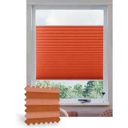 Plissee ohne Bohren nach Maß, Korallenorange 156080, 30 x 80 cm, Plissee individuell maßangefertigt