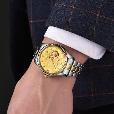 Business Personality Trend Mechanical Mens Steel Band Watch black