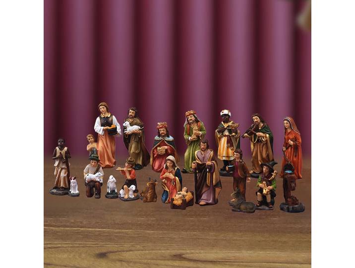 Ensemble de figurines de scène de la Nativité de Noël, objets de collection, artisanat classique, sculpture de Noël, figurines en résine, 20 pièces