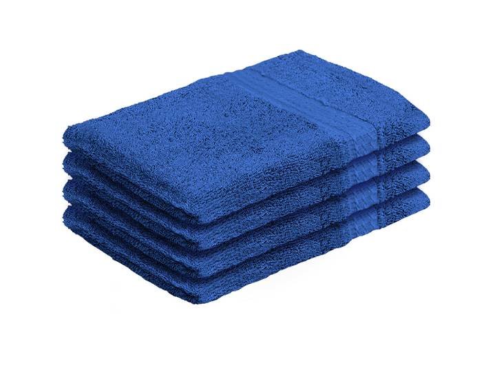 4er-Set Waschhandschuhe aus 100% Baumwolle, Waschlappen mit Schlaufe, royal