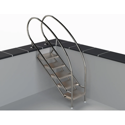Eichenwald Pooltreppe Modell 08.2 Miami Swing Beckentiefe 1199mm Ausladung 1088mm 4 Edelstahl-Waffelblech-Stufen
