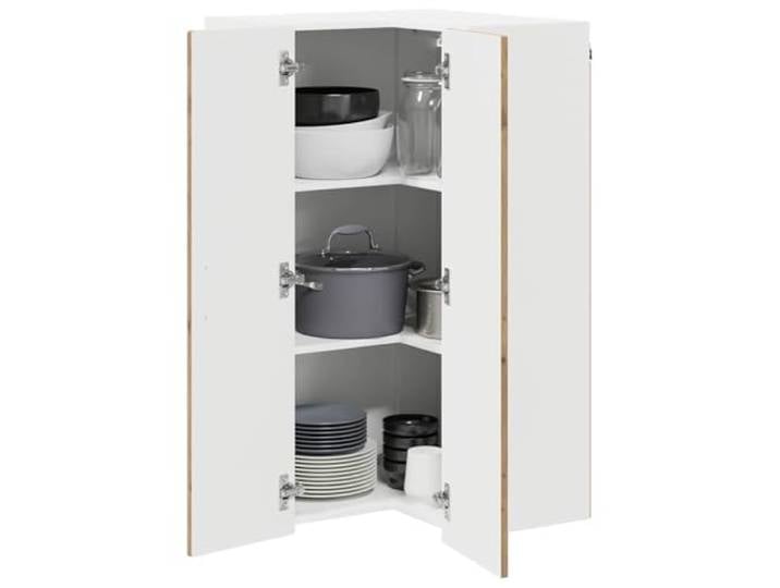 KTHLBRH Eckwandschrank PORTO Eiche Handwerk 57 x 57 x 100 cm Mehrschichtholz, 3 Einlegeböden, 2 Türen, Wandmontage, vielseitige Küchenaufbewahrung