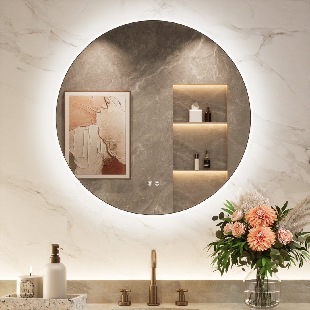 EUkeonjinn Round Wall Mirror Clear 71.1 cm x 71.1 cm