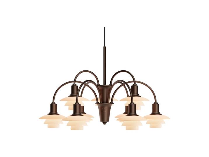 Louis Poulsen Chandelier PH 1/1 Centenary Edition lustre Brass-dusty terracotta, 9 bras