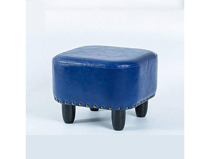 IXMLDAXD Der Stuhl, Premium Square Upholstered Footstool - Solid Wood Frame Comfortable Leather Art Sofa Stool for Living Room & Home Use(Blue)