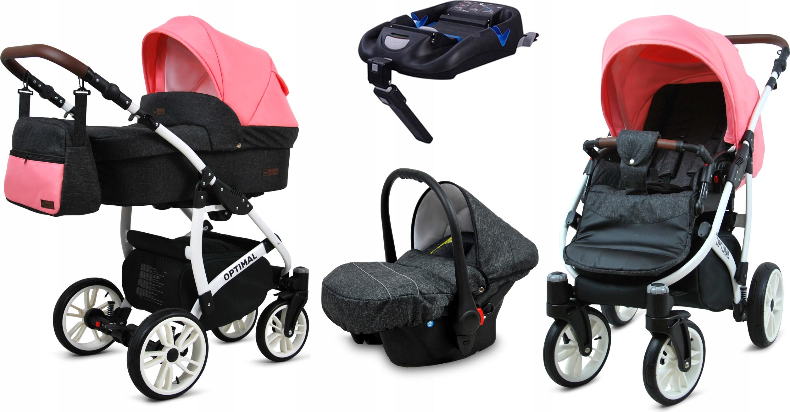 BabyLux Optimal | 4in1 Kinderwagen Set | Black Coral | Kombikinderwagen | Kinderwagenset | Isof