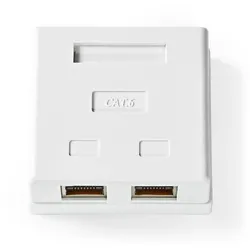 Nedis Netzwerk-Wanddose - Oberflächenmontage - 2-Port port(s) - STP CAT6 - Gerade - Buchse - Vergoldet - PVC - Weiss - Box