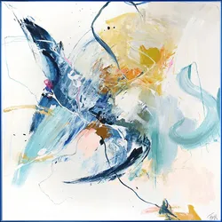 Leinwanddruck CONFIDENTIAL (LBH 101,50x101,50x4 cm) - blau - LBH 101,50x101,50x4 cm