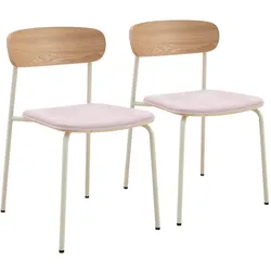 Oviala Business Set mit 2 stapelbaren Stühlen aus rosa Holz