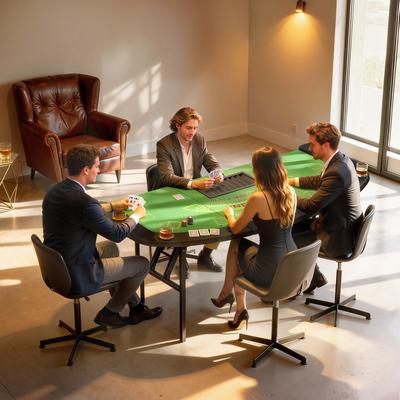 "Soozier Poker Table Foldable, 72"" Portable Folding Casino Blackjack Table for 8 Players, 220 LBS Capacity, Felt Surface"