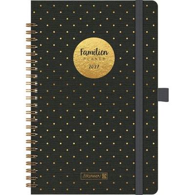 BRUNNEN 1070291017 Buchkalender Familienplaner 2027 'Gold-Punkte' A5, Kunststoff