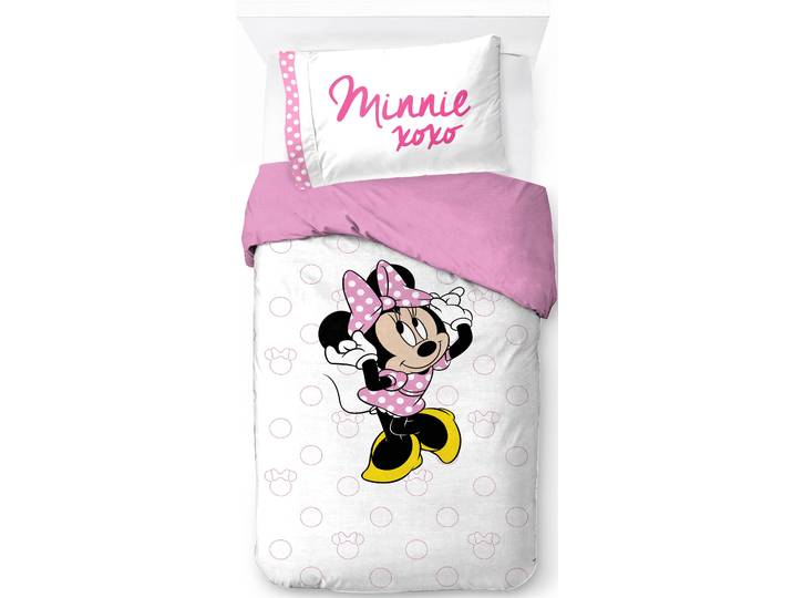 Kinderbettwäsche DISNEY Disney Minnie Mouse XOXO , rosa, B/L: 135cm x 200cm, 1 Stk., 1 Stk., Linon, B/L: 80cm x 80cm, 2, Linon, Obermaterial: 100% Baumwolle, Bettwäsche, Kinderbettwäsche, 100% Baumwolle