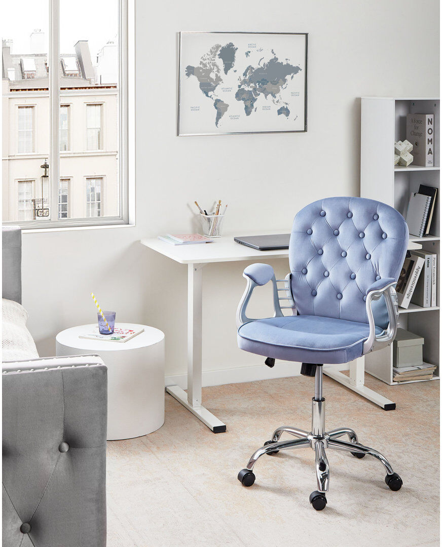 Marlow Home Co. PRINCESS Velvet Office Chair Blue 103cm H X 58cm W X 58cm D