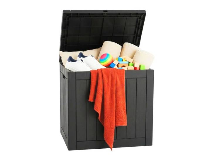 Relaxdays Coffre jardin noir plastique