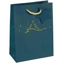5x Sigel, Geschenkverpackung, Weihnachts-Geschenktte "Christmas tree petrol", klein