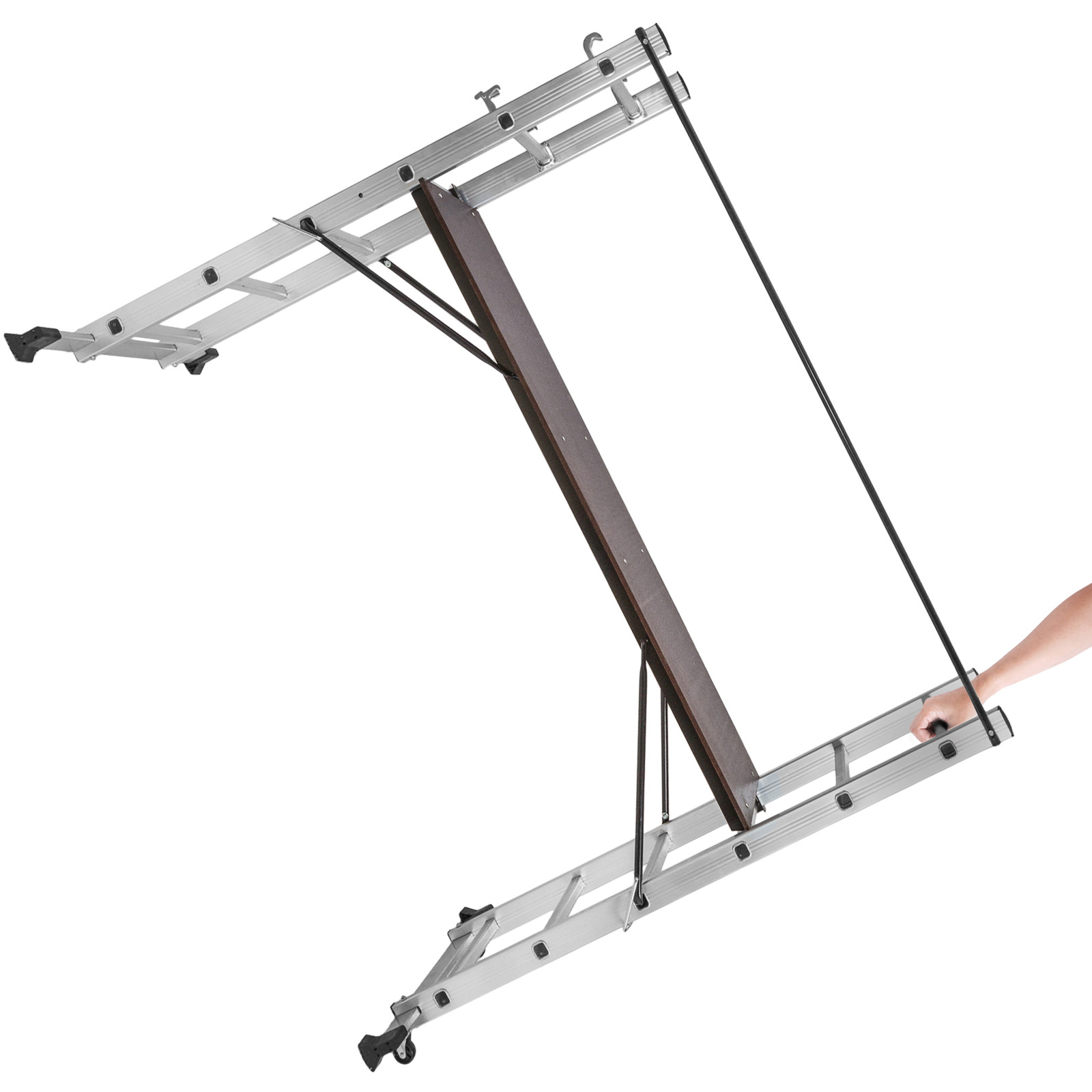 TecTake Aluminium multifunctionele ladder en ladderrek - zilver
