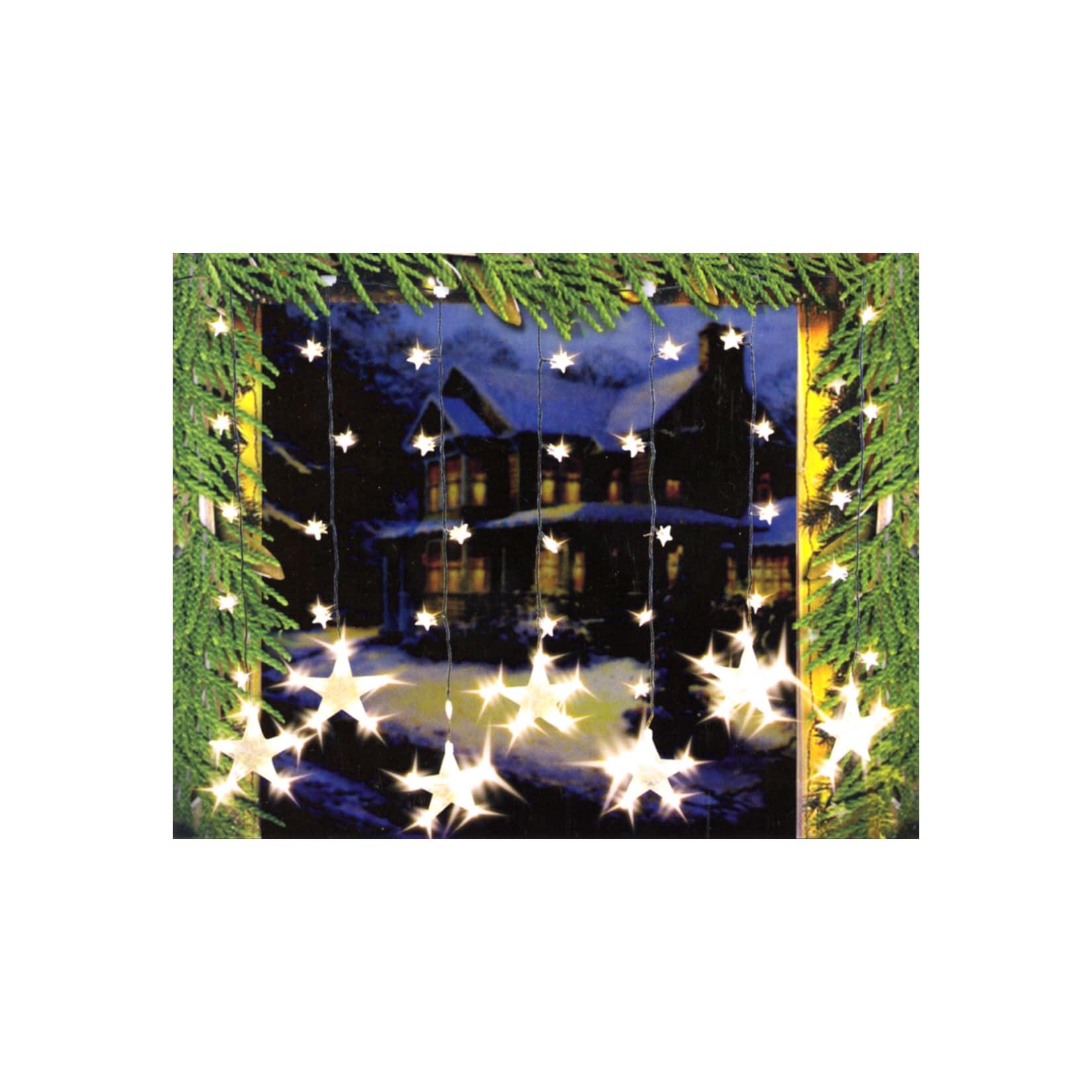 LED Lichtervorhang Sternenvorhang Lichterkette Sterne Deko ~ 7 große, 32 kleine Sterne