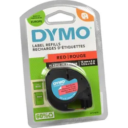 Dymo Label Band Letratag 91223 (S0721680) schwarz auf rot 12mm x 4m Plastik