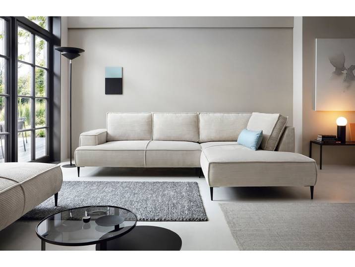 Masseno Ecksofa DUNA Modisches Sofa für Wohnzimmer, Bequemes Couch - Beige, POSO 100